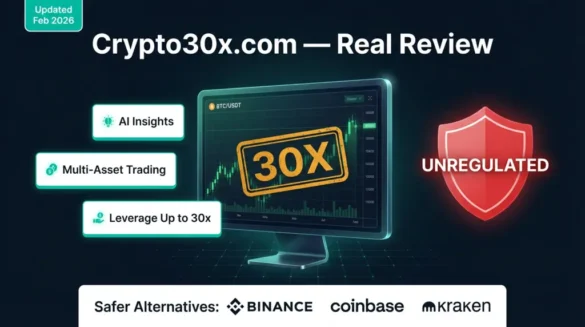 Crypto30x.com review 2026 showing 30x leverage trading platform features risks red flags and safer alternatives comparison